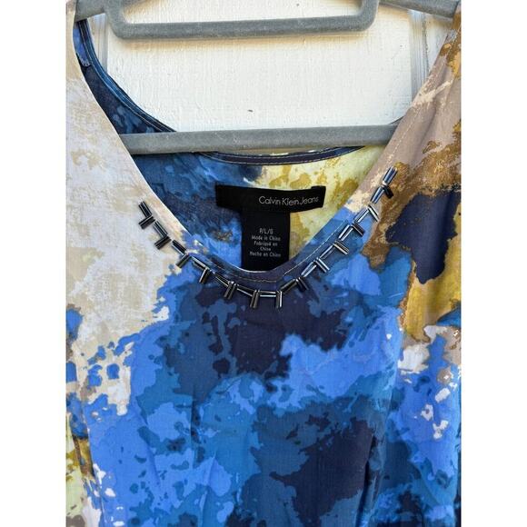 Calvin Klein Kimono Tunic Blouse,‎ Abstract Print, P Lg - Picture 6 of 6